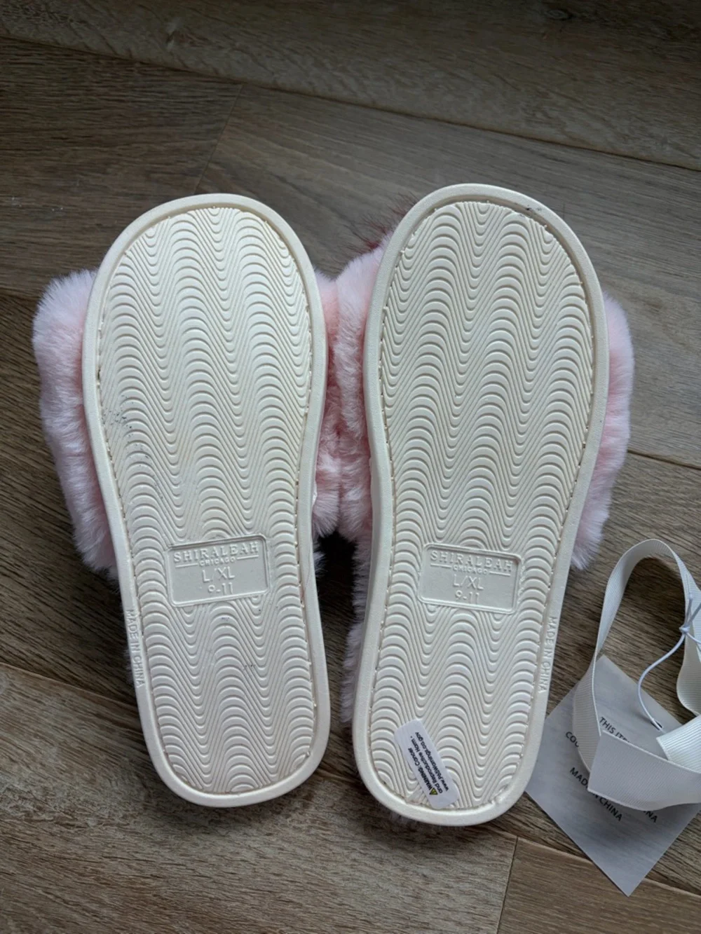 Shiraleah Pink Faux Fur Slippers with Red Pom - Picture 5 of 5